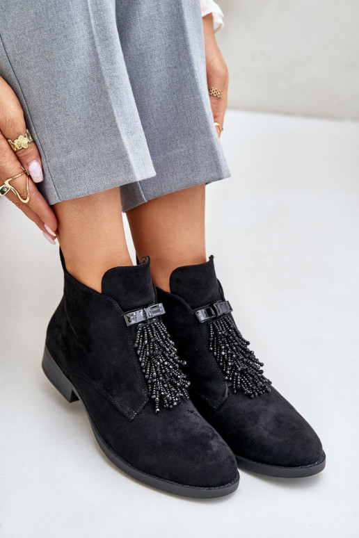 voodriga  Naiste poolsaapad kaunistustega  S.Barski HY42-715 Must