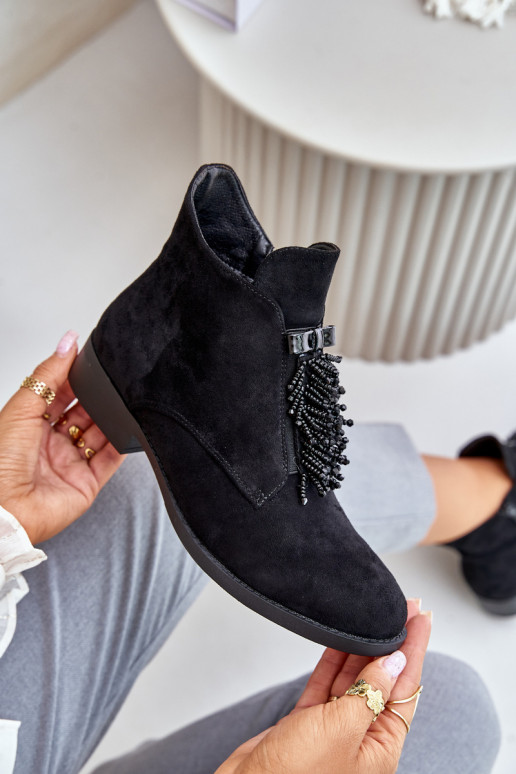 voodriga  Naiste poolsaapad kaunistustega  S.Barski HY42-715 Must