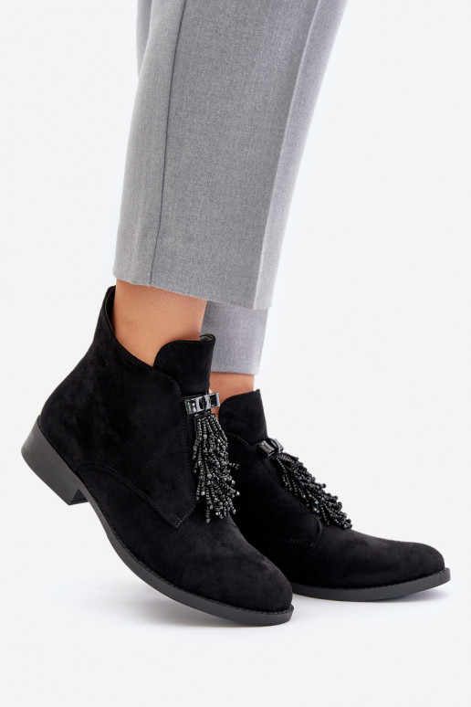 voodriga  Naiste poolsaapad kaunistustega  S.Barski HY42-715 Must