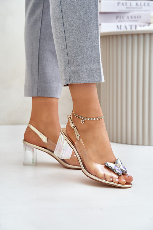  sandaalid Z m kõrge jämeda kontsaga D&A MR42-326 Kuldset värvi