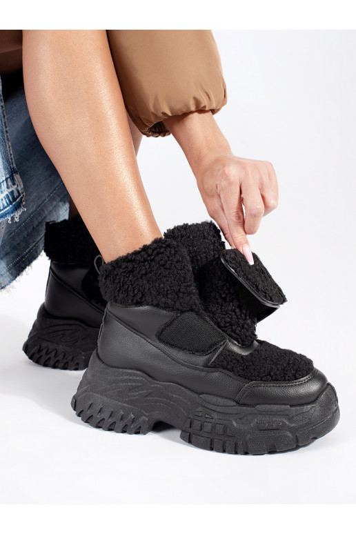 Must Naiste lumesaapad platvormiga karusnahaga typu baranek Must Naiste lumesaapad platvormiga karusnahaga typu baranek