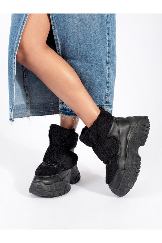 Must Naiste lumesaapad platvormiga karusnahaga typu baranek Must Naiste lumesaapad platvormiga karusnahaga typu baranek