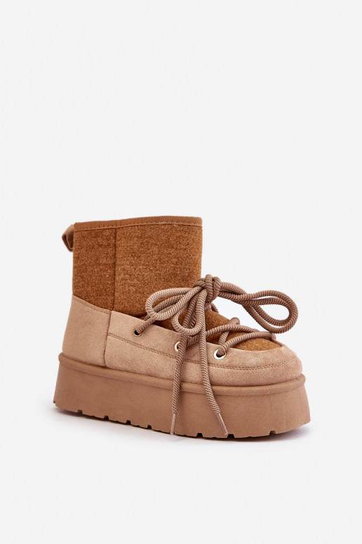 nööpidega lumesaapad saapad koos stiilsete detailidega platvormiga pruunid värvi Mavora