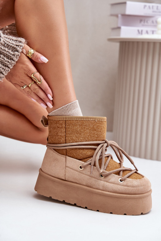 nööpidega lumesaapad saapad koos stiilsete detailidega platvormiga pruunid värvi Mavora