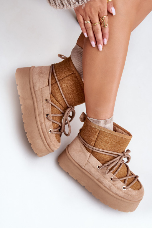 nööpidega lumesaapad saapad koos stiilsete detailidega platvormiga pruunid värvi Mavora