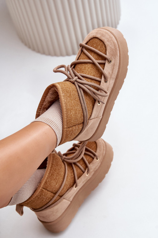 nööpidega lumesaapad saapad koos stiilsete detailidega platvormiga pruunid värvi Mavora