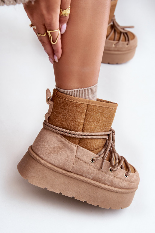 nööpidega lumesaapad saapad koos stiilsete detailidega platvormiga pruunid värvi Mavora