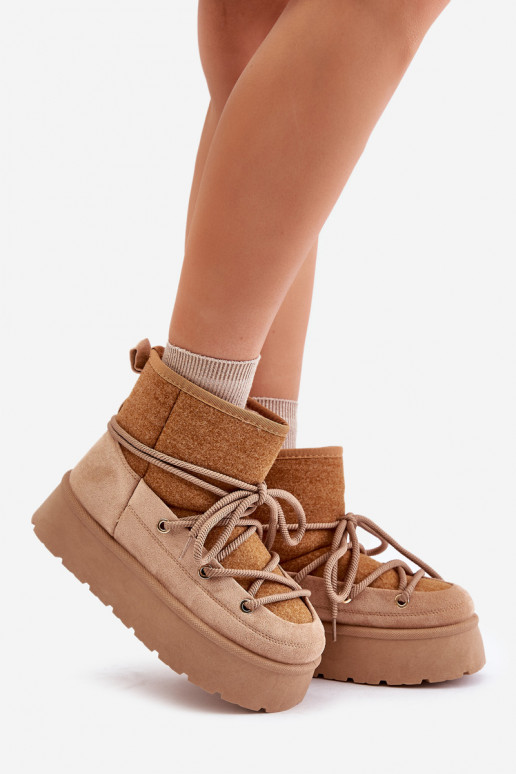 nööpidega lumesaapad saapad koos stiilsete detailidega platvormiga pruunid värvi Mavora