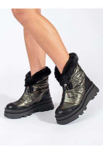 Rohelist värvi Naiste lumesaapad z must värvm  platvormiga