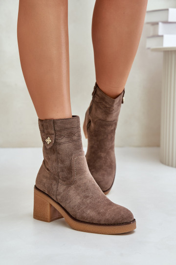 voodriga Naiste poolsaapad kõrge jämeda kontsaga  pruunid värvi Vailia