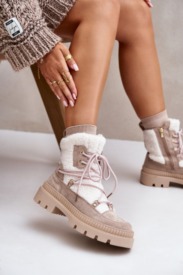 Naiste poolsaapad karusnahaga Typu Baranek beeži värvi Merilana 2