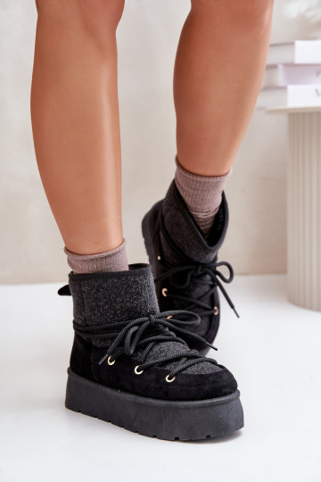 nööpidega lumesaapad saapad koos stiilsete detailidega platvormiga Must Mavora 2