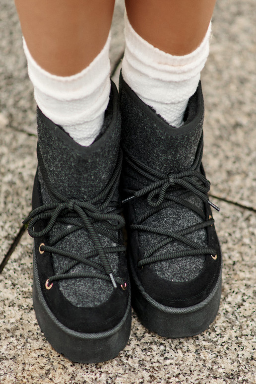 nööpidega lumesaapad saapad koos stiilsete detailidega platvormiga Must Mavora