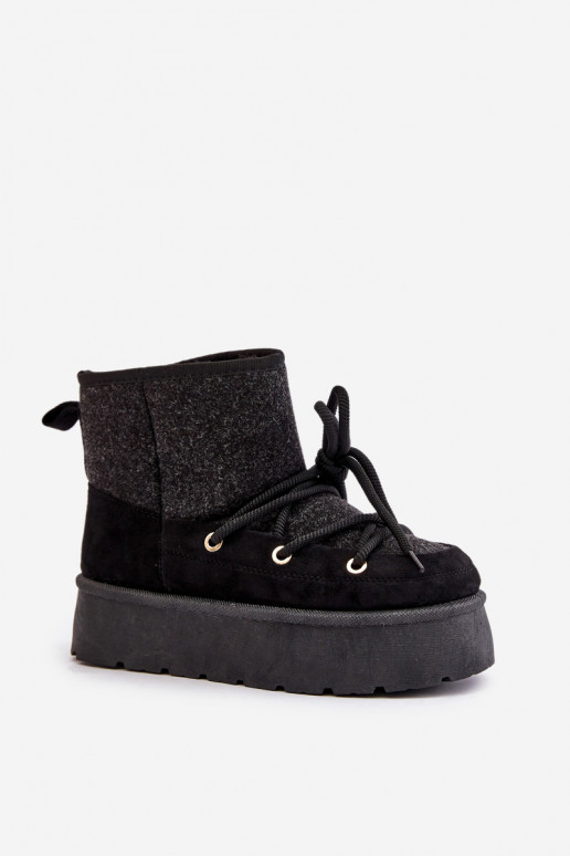 nööpidega lumesaapad saapad koos stiilsete detailidega platvormiga Must Mavora