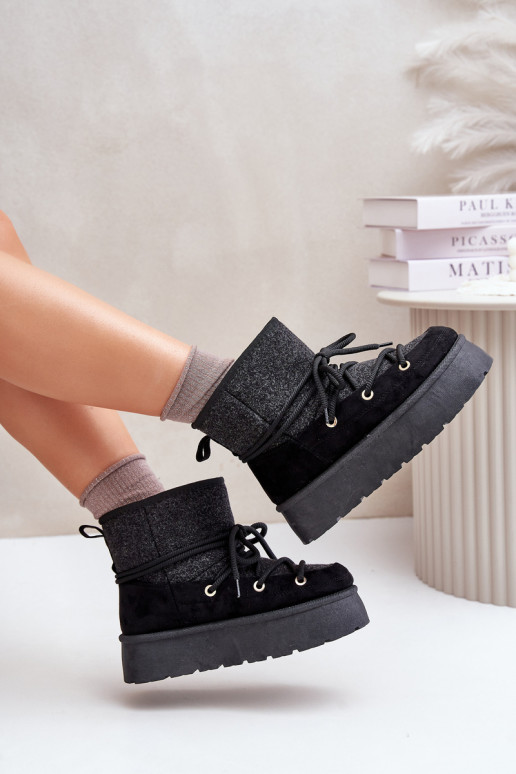 nööpidega lumesaapad saapad koos stiilsete detailidega platvormiga Must Mavora