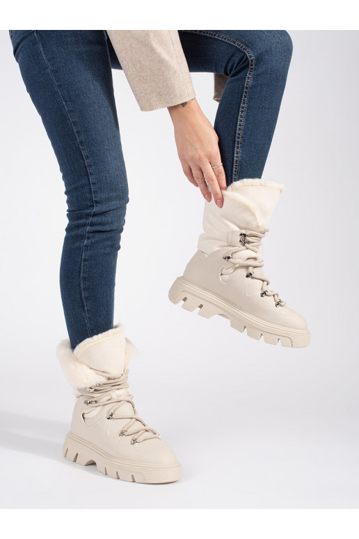beeži värvi  Naiste lumesaapad karusnahaga platvormiga