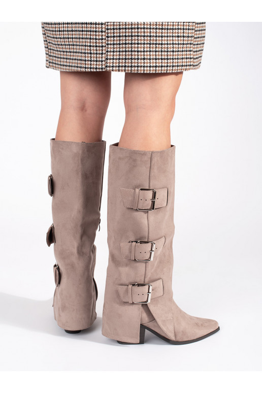 beeži värvi   Naiste saapad kõrge kontsaga 