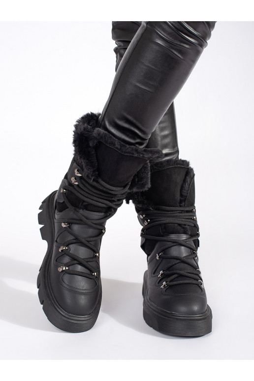 Must  Naiste lumesaapad karusnahaga platvormiga