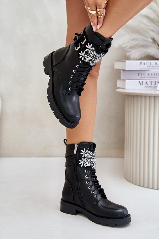 voodriga säärsaapad Naiste poolsaapad dekoreeritud kontsaga I neetide ja pandlagami Must Viveria