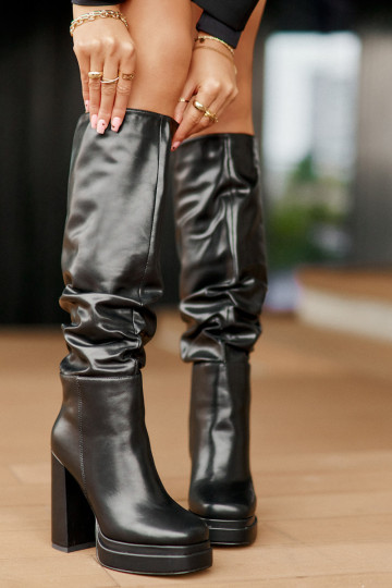  pika säärega saapad kõrge jämeda kontsaga   voodriga Must Beridra 2