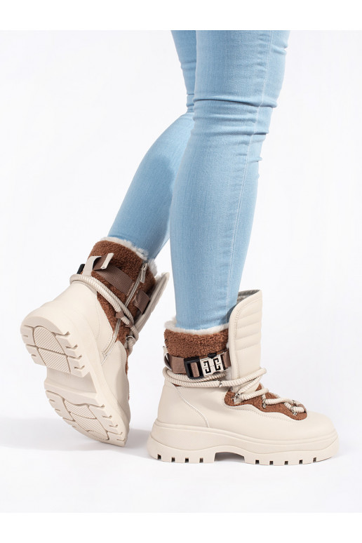 beeži värvi Naiste lumesaapad karusnahaga 