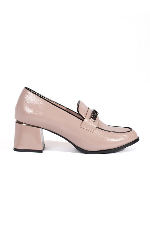 beeži värvi Naiste saapad kõrge kontsaga ozdobione łańcuszkiem