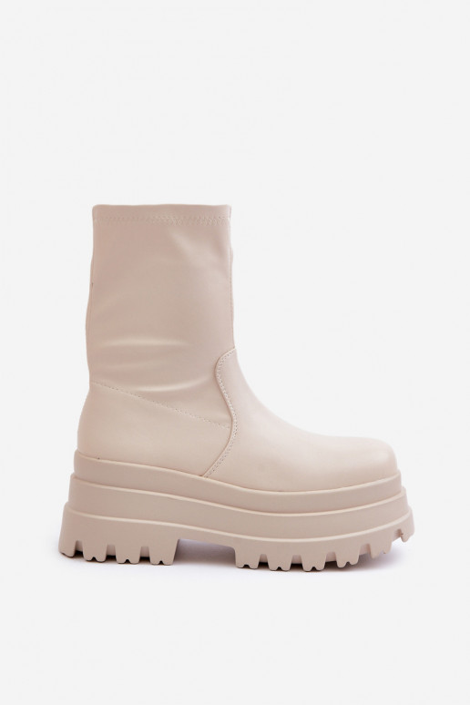 Naiste poolsaapad platvormiga Elevandiluu värvi Florinara Naiste poolsaapad platvormiga Elevandiluu värvi Florinara