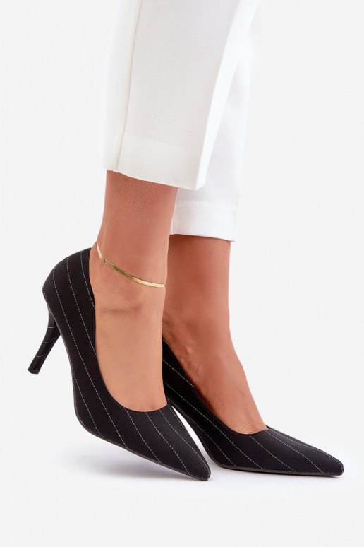 Riidest kõrge kontsaga  triipudega Must Tifidra