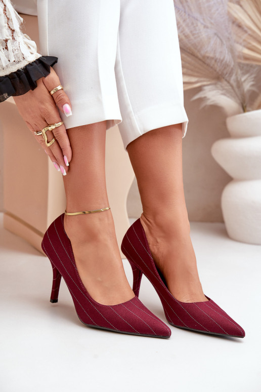 Riidest kõrge kontsaga  triipudega bordoo-värvi Tifidra