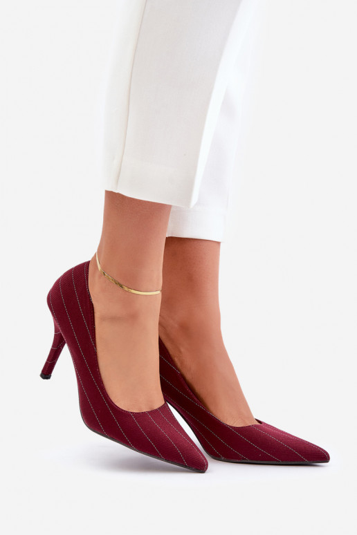 Riidest kõrge kontsaga  triipudega bordoo-värvi Tifidra