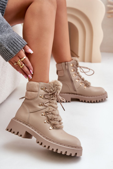 voodriga Naiste poolsaapad jalanõud  eko-nahast beeži värvi Willatta