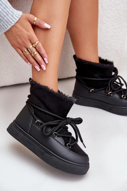 nööpidega lumesaapad  platvormiga voodriga karusnahaga Must Aziara