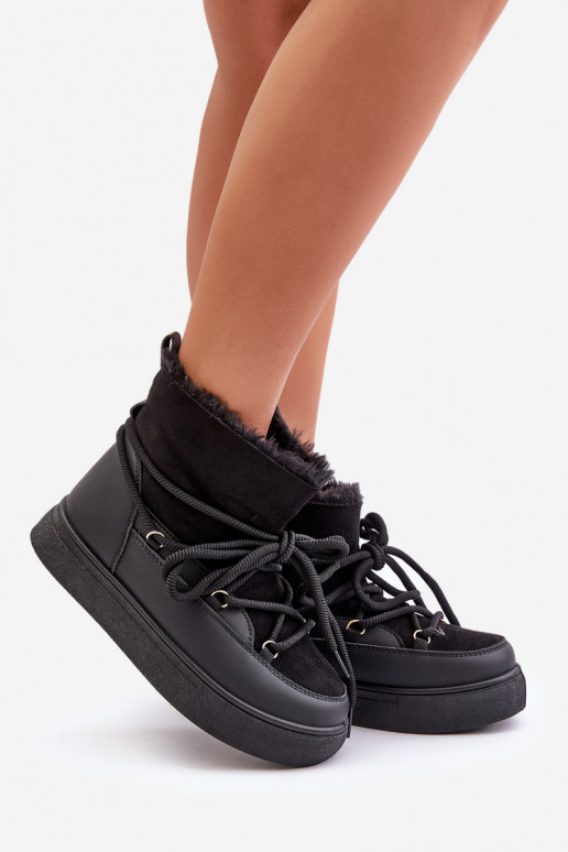 nööpidega lumesaapad  platvormiga voodriga karusnahaga Must Aziara