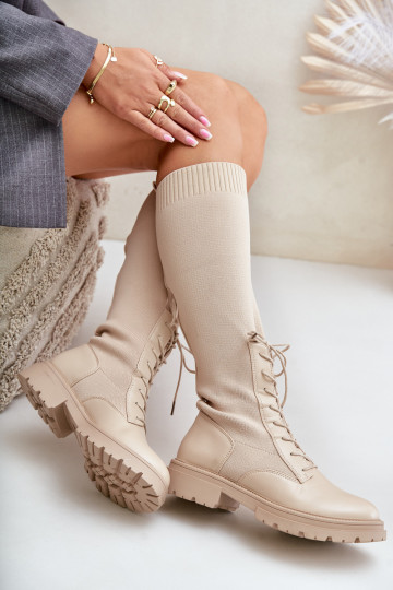 pika säärega saapad Ze Skarpetkową Cholewką beeži värvi Iranel