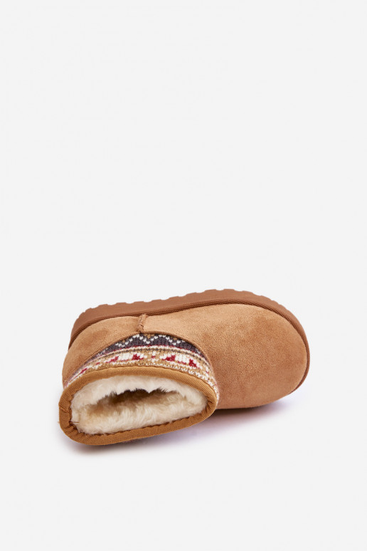 nööpidega lumesaapad Laste jalanõud mustriga Wstawką voodriga karusnahaga pruunid värvi Mirirae  nööpidega lumesaapad Laste jalanõud mustriga Wstawką voodriga karusnahaga pruunid värvi Mirirae