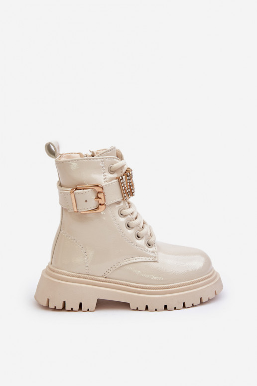 Naiste poolsaapad Laste Laque voodriga dekoreeritud kontsaga beeži värvi Gilian Naiste poolsaapad Laste Laque voodriga dekoreeritud kontsaga beeži värvi Gilian