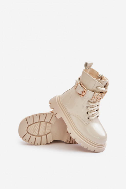 Naiste poolsaapad Laste Laque voodriga dekoreeritud kontsaga beeži värvi Gilian Naiste poolsaapad Laste Laque voodriga dekoreeritud kontsaga beeži värvi Gilian