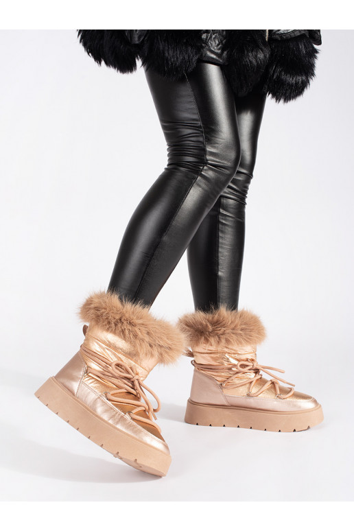 Kuldset värvi Naiste lumesaapad karusnahaga 