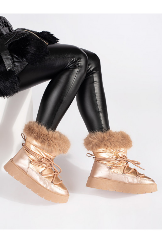 Kuldset värvi Naiste lumesaapad karusnahaga 