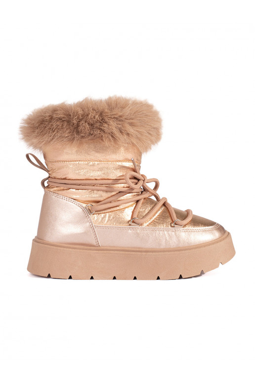 Kuldset värvi Naiste lumesaapad karusnahaga 