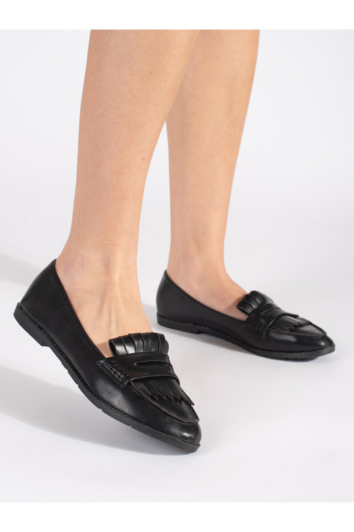 Must mokassiinid ozdobione frędzlami