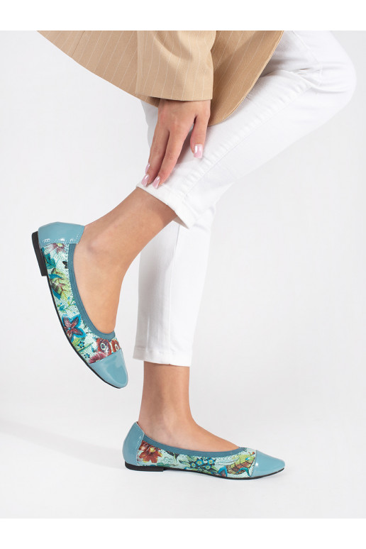 Baleriinad kwiatowy wzór z lakierowanym noskiem