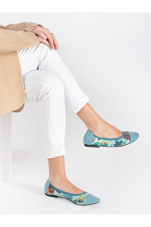Baleriinad kwiatowy wzór z lakierowanym noskiem