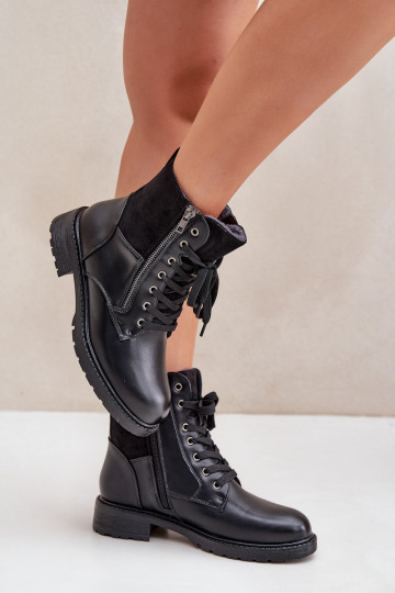 voodriga Naiste poolsaapad laiade nööridega Eko   Must Naoise