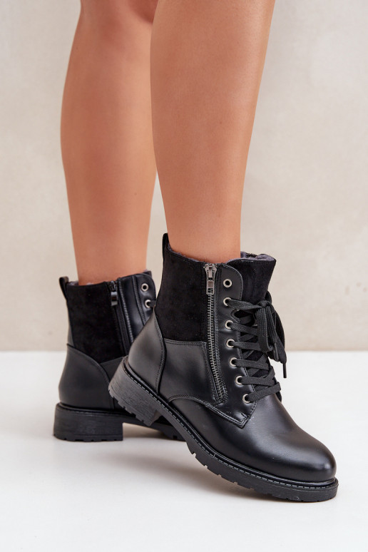 voodriga Naiste poolsaapad laiade nööridega Eko   Must Naoise