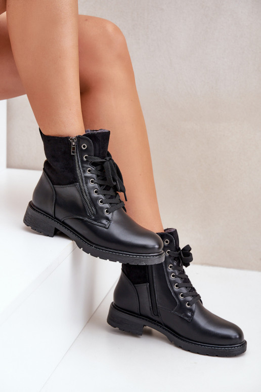 voodriga Naiste poolsaapad laiade nööridega Eko   Must Naoise