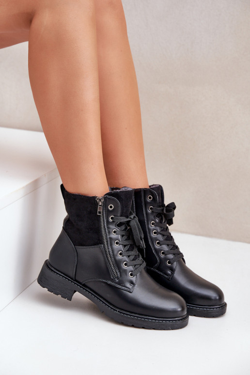 voodriga Naiste poolsaapad laiade nööridega Eko   Must Naoise