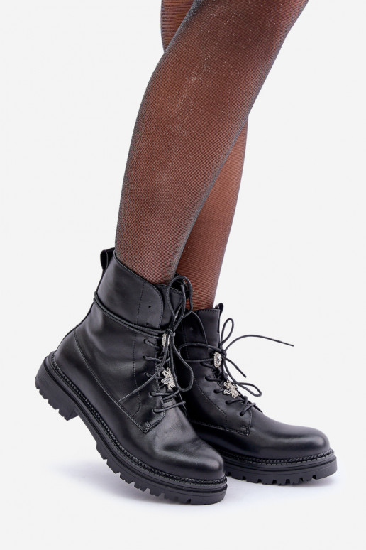 voodriga Naiste poolsaapad Z Przypinkami Na Sznurowaniu Must Irivina