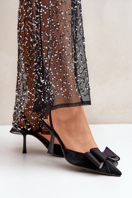 Riidest kõrge kontsaga lipsukesega Must Selatea