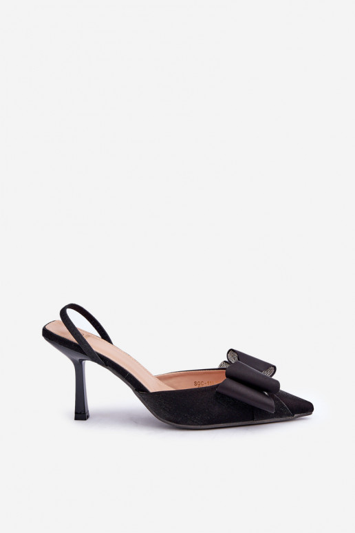 Riidest kõrge kontsaga lipsukesega Must Selatea